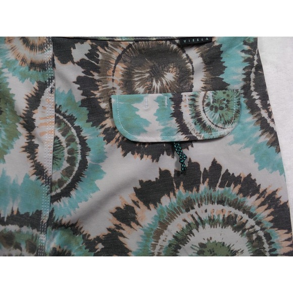 Vissla Shorts Mens Size 32 Green Shred Head Boardshorts Drawstring Pockets NWT - Picture 8 of 15
